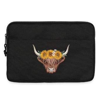 Tête de taureau couronne de tournesol - Sacoche pour ordinateur portable 13 pouces - noir - Devant