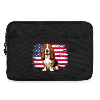 Patriotic Basset Hound – US-Flaggenhund-Mama-Vater - Laptoptasche 13" - Schwarz - Vorne