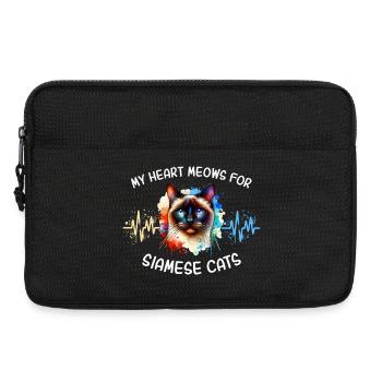 Ligne du cœur du chat siamois - Sacoche pour ordinateur portable 13 pouces - noir - Devant