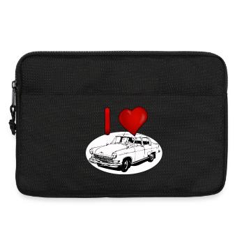 Herzliebe für Oldtimer Wolga M21 - Laptoptasche 13" - Schwarz - Vorne