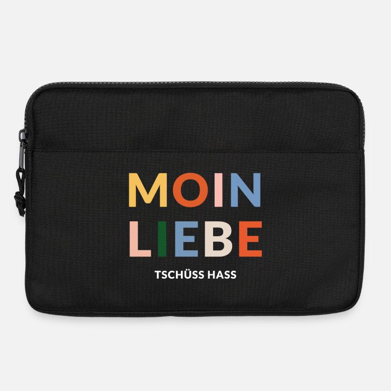Moin Liebe, Tschüss Hass, in bunt - Laptoptasche 13" - Schwarz