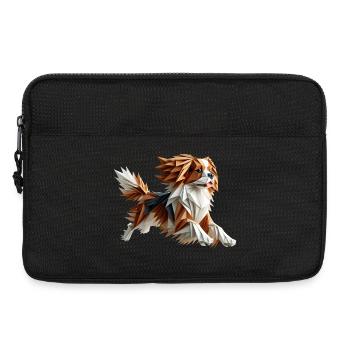 Dog Cavalier King Charles Origami Geometric 3D - Laptop bag 13" - black - Front