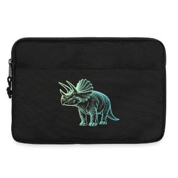 Dessin de dinosaure triceratops dégradé bleu vert - Sacoche pour ordinateur portable 13 pouces - noir - Devant