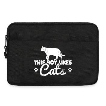 This boy likes cats - Laptop bag 13" - black - Front