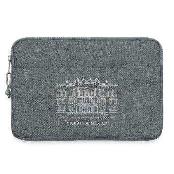 Mexico, Musée d’art, Dessin à la main - Sacoche pour ordinateur portable 13 pouces - gris chiné - Devant