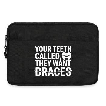 Zähne genannt Sie wollen Zahnspange Kieferorthopädischer Humor - Laptoptasche 13" - Schwarz - Vorne