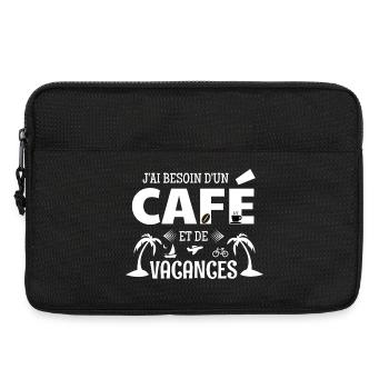 Kaffee-Humor-T-Shirt – Kaffee & Urlaub - Laptoptasche 13" - Schwarz - Vorne