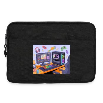 Retro Gaming Desk Neon RGB - Laptop bag 13" - black - Front