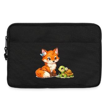 Fuchs und eine niedliche Schildkröte - Laptoptasche 13" - Schwarz - Vorne