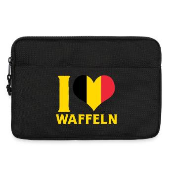I Love Waffeln Belgium Flag Heart Food Design - Laptoptasche 13" - Schwarz - Vorne