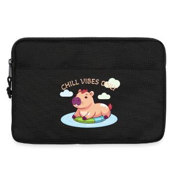 Niedlicher Capybara - Wasserschwein auf Surfbrett - Laptoptasche 13" - Schwarz - Vorne
