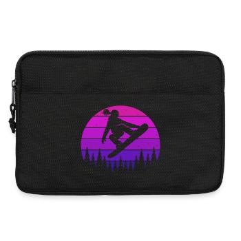 Snowboarder rétro Slopestyle Forêt des sports d’hiver - Sacoche pour ordinateur portable 13 pouces - noir - Devant