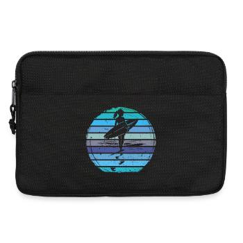 Surferin Mädchen Retro Vintage Sonnenuntergang - Laptoptasche 13" - Schwarz - Vorne