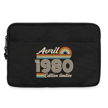  Avril 1980 anniversaire rétro 1980 April 1980 - Sacoche pour ordinateur portable 13 pouces - noir - Devant