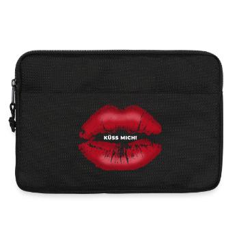 Küss mich! Kussmund mit Lippenstift Lippe Spruch - Laptoptasche 13" - Schwarz - Vorne
