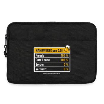 Nährwerte Bier Freude Gute Laune Lustiger Spruch - Laptoptasche 13" - Schwarz - Vorne