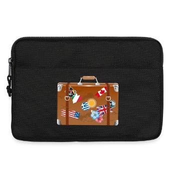 alter Reise Koffer mit Aufkleber diverser Länder - Laptoptasche 13" - Schwarz - Vorne