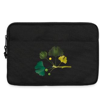 Branche de ginkgo faite de lignes de feuilles dans des tons verts doux - Sacoche pour ordinateur portable 13 pouces - noir - Devant