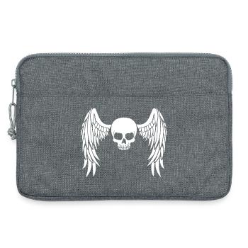 Crâne ailé blanc - Sacoche pour ordinateur portable 13 pouces - gris chiné - Devant