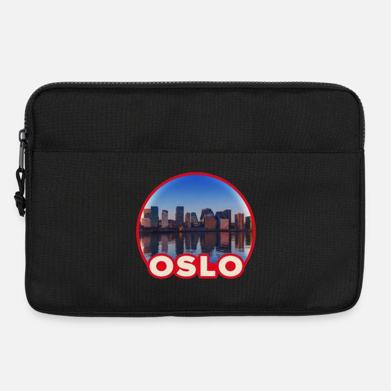 Oslo Skyline Rundlogo - Laptoptasche 13" - Schwarz