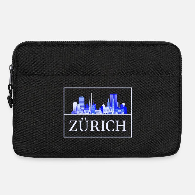 Zürich Skyline Blau Silhouette - Laptoptasche 13" - Schwarz