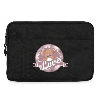 Label in dusky pink with cute rabbit and love - Laptop bag 13" - black - Front