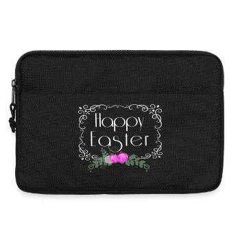 Happy Easter Blumen Oster Schriftzug - Laptoptasche 13" - Schwarz - Vorne