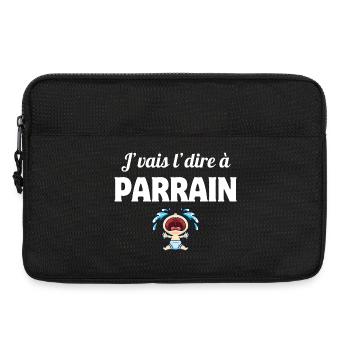 j'vais le dire, parrain, super parrain - Sacoche pour ordinateur portable 13 pouces - noir - Devant