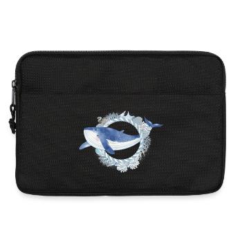 poisson baleine bleue dans le récif corallien dans le style aquarelle - Sacoche pour ordinateur portable 13 pouces - noir - Devant
