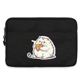 Fat round cat is only interested in pizza - Laptop bag 13" - black - Front