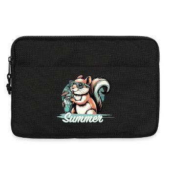 Cute cartoon squirrel enjoying summer - Laptop bag 13" - black - Front