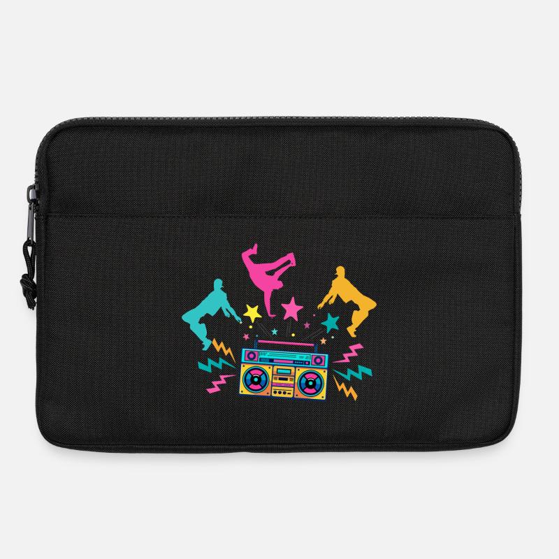 Ghettoblaster Neon tanzende Silhouetten - Laptoptasche 13" - Schwarz