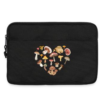 Heart-shaped mushrooms.T-shirt for mushroom picker - Laptop bag 13" - black - Front
