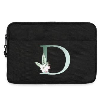 D Monogramm, Floral, personalisierbar - Laptoptasche 13" - Schwarz - Vorne