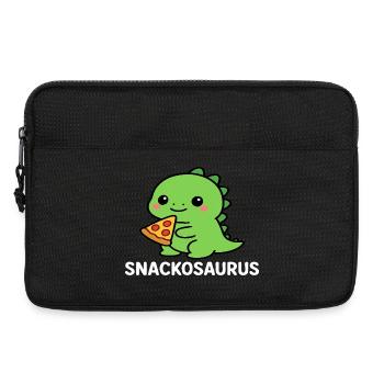 Playful dinosaur with pizza slice - Laptop bag 13" - black - Front