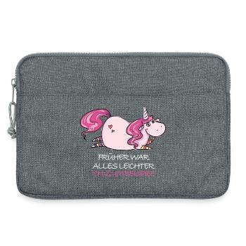 Lustige Dickes Einhorn Spruch Molliges Einhorn - Laptoptasche 13" - Grau meliert - Vorne