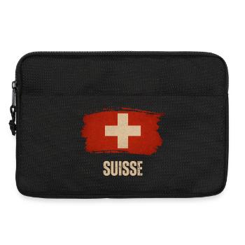 Grunge-Flagge der Schweiz, Schweizer Stolz - Laptoptasche 13" - Schwarz - Vorne