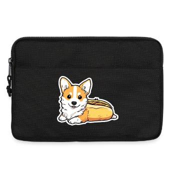 Collant en forme de pain pour hot-dogs Corgi mignon - Sacoche pour ordinateur portable 13 pouces - noir - Devant