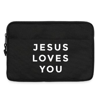 Jésus t’aime – Foi chrétienne - Sacoche pour ordinateur portable 13 pouces - noir - Devant
