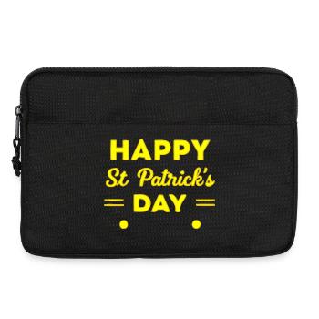 St. Patrick's Day Neon Yellow Happy Day - Laptop bag 13" - black - Front