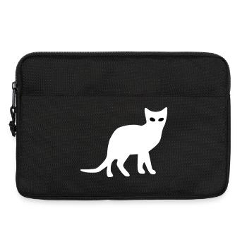 Katze Silhouette weiß Geschenk Katzenliebhaber - Laptoptasche 13" - Schwarz - Vorne