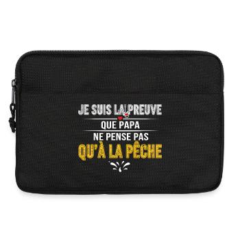 Preuve Papa: Ne Pense Pas Qu'à La Pêche - Sacoche pour ordinateur portable 13 pouces - noir - Devant