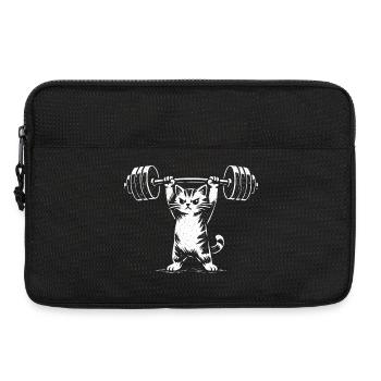 Haltérophilie Cat | Entraînement de force drôle en salle de sport - Sacoche pour ordinateur portable 13 pouces - noir - Devant