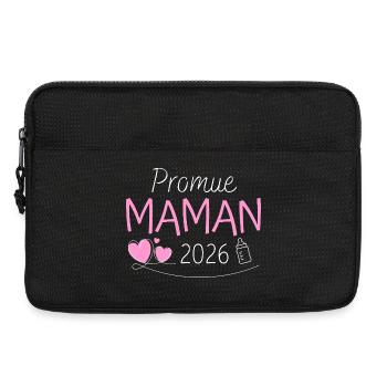 Promue Maman 2026 Cadeau grossesse naissance bébé - Sacoche pour ordinateur portable 13 pouces - noir - Devant