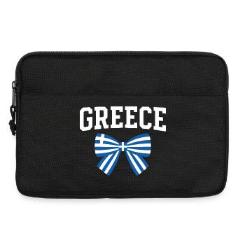 GREECE Schriftzug und blau weiße Schleife - Laptoptasche 13" - Schwarz - Vorne