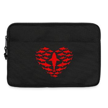 Vintage Red Shark Heart - Grunge Style - Laptop bag 13" - black - Front