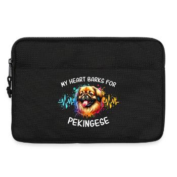 Pekinese Herzlinie - Laptoptasche 13" - Schwarz - Vorne