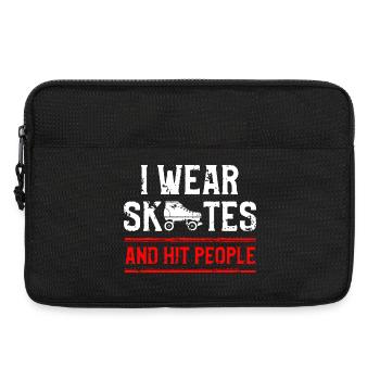 I Wear Skates Distressed Graphic - Laptop bag 13" - black - Front