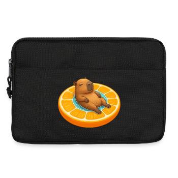 Relaxter Capybara auf Orangenscheibe - Laptoptasche 13" - Schwarz - Vorne