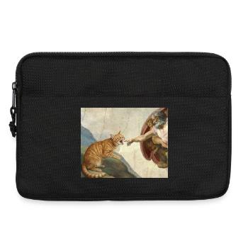 Cat Slaps God's Hand Funny Cats Meme - Laptop bag 13" - black - Front